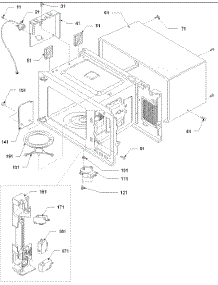 Oven Cavity & Latch Assembly Parts parts for Amana Countertop Microwave F1961E-P1323107M from AppliancePartsPros.com