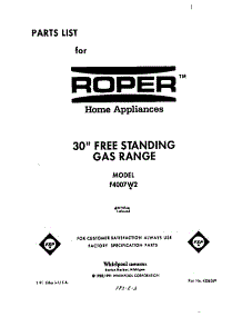 Front Cover parts for Roper Gas Range F4007*2 from AppliancePartsPros.com