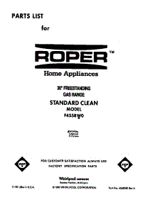 Front Cover parts for Roper Gas Range F4558*0 from AppliancePartsPros.com