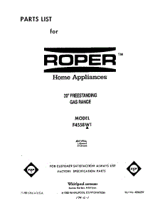 Front Cover parts for Roper Gas Range F4558*1 from AppliancePartsPros.com