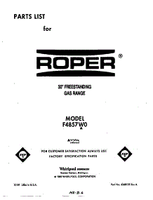 Front Cover parts for Roper Gas Range F4857*0 from AppliancePartsPros.com