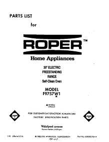 Front Cover parts for Roper Electric Range F9757*1 from AppliancePartsPros.com