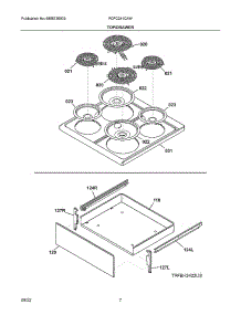 Top / Drawer parts for Frigidaire Electric Range FCFC241CAW from AppliancePartsPros.com