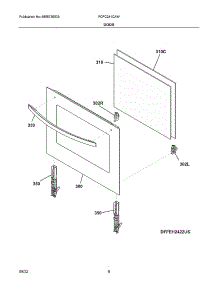 Door parts for Frigidaire Electric Range FCFC241CAW from AppliancePartsPros.com