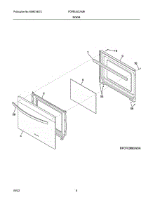 Door parts for Frigidaire Gas Range FCFE306CAWB from AppliancePartsPros.com