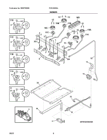 Burner parts for Frigidaire Gas Range FCRG3052ABD from AppliancePartsPros.com