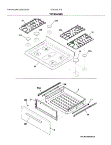 Top / Drawer parts for Frigidaire Gas Range FCRG305LAFB from AppliancePartsPros.com