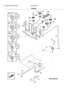 Burner parts for Frigidaire Gas Range FFGF3052TWD from AppliancePartsPros.com