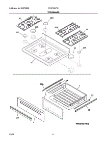 Top / Drawer parts for Frigidaire Gas Range FFGF3054TDJ from AppliancePartsPros.com