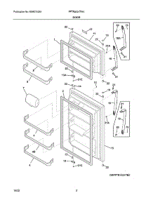 Door parts for Frigidaire Top-Mount Refrigerator FFTR2021TWA from AppliancePartsPros.com
