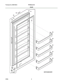 Door parts for Frigidaire Upright Freezer FFUE2022AW5 from AppliancePartsPros.com