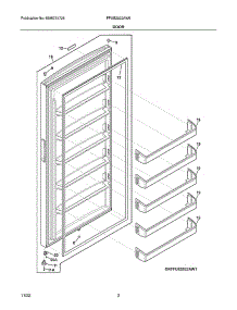 Door parts for Frigidaire Upright Freezer FFUE2022AW6 from AppliancePartsPros.com