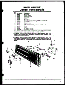 Control Panel Details (Gax97dw / Mn01) (Gax97dw / Mn02) (Gax97dw / Mn03) parts for Amana Dishwasher GAX95DW-OA/MN01 from AppliancePartsPros.com