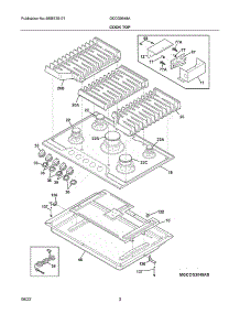 Cook Top parts for Frigidaire Gas Cooktop GCCG3048AS from AppliancePartsPros.com