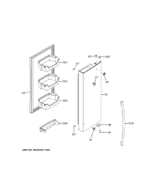 Fresh Food Door - Rh parts for Ge Bottom-Mount Refrigerator GFE24JGKJFBB from AppliancePartsPros.com