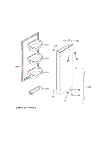 Fresh Food Door - Rh parts for Ge Bottom-Mount Refrigerator GFE24JMKYFES from AppliancePartsPros.com