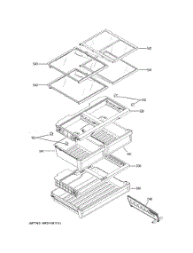 Fresh Food Shelves parts for Ge Bottom-Mount Refrigerator GFE26JGMNFBB from AppliancePartsPros.com