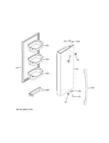 Fresh Food Door - Rh parts for Ge Bottom-Mount Refrigerator GFE26JYMWFFS from AppliancePartsPros.com