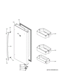 Fresh Food Door - Rh parts for Ge Bottom-Mount Refrigerator GFE28HMKMES from AppliancePartsPros.com