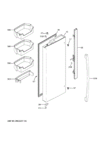 Fresh Food Door - Lh parts for Ge Bottom-Mount Refrigerator GNE21FSKJFSS from AppliancePartsPros.com