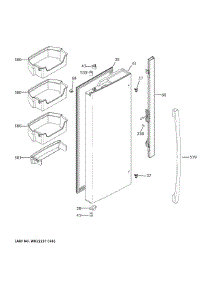Fresh Food Door - Lh parts for Ge Bottom-Mount Refrigerator GNE21FSKNFSS from AppliancePartsPros.com