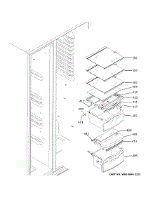 Fresh Food Shelves parts for Ge Side-By-Side Refrigerator GSE23GGPFCWW from AppliancePartsPros.com