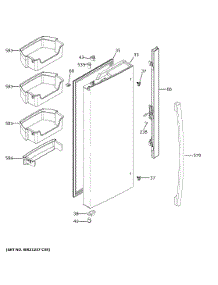 Fresh Food Door - Lh parts for Ge Bottom-Mount Refrigerator GWE19JGLWFWW from AppliancePartsPros.com