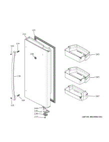 Fresh Food Door - Rh parts for Ge Bottom-Mount Refrigerator GWE23GENHDS from AppliancePartsPros.com