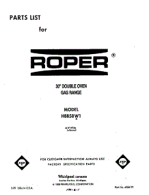 Front Cover parts for Roper Gas Range H8858*1 from AppliancePartsPros.com