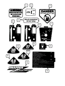 Decals parts for Snapper Rear-Engine Riding Mower HZS16481BVE from AppliancePartsPros.com