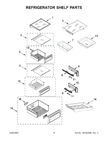 Refrigerator Shelf Parts parts for Kitchenaid Side-By-Side Refrigerator KBSD706MPS00 from AppliancePartsPros.com