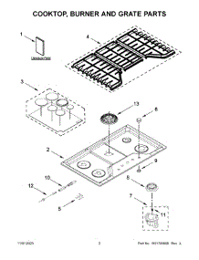 Cooktop, Burner And Grate Parts parts for Kitchenaid Gas Cooktop KCGS350ESS06 from AppliancePartsPros.com