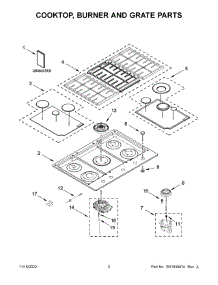 Cooktop, Burner And Grate Parts parts for Kitchenaid Gas Cooktop KCGS550ESS05 from AppliancePartsPros.com