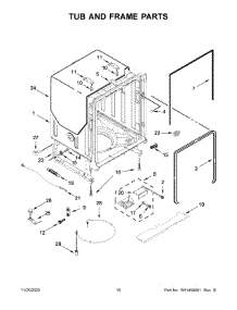 Tub And Frame Parts parts for Kitchenaid Dishwasher KDFE104HBS1 from AppliancePartsPros.com