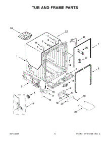 Tub And Frame Parts parts for Kitchenaid Dishwasher KDPM604KPS1 from AppliancePartsPros.com