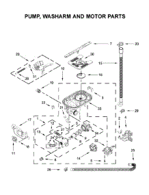 Pump, Washarm And Motor Parts parts for Kitchenaid Dishwasher KDPM704KPS0 from AppliancePartsPros.com