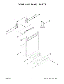 Door And Panel Parts parts for Kitchenaid Dishwasher KDPM704KPS1 from AppliancePartsPros.com
