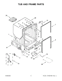 Tub And Frame Parts parts for Kitchenaid Dishwasher KDPM704KPS1 from AppliancePartsPros.com