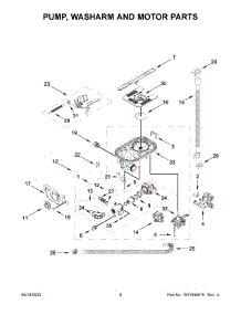 Pump, Washarm And Motor Parts parts for Kitchenaid Dishwasher KDPM704KPS2 from AppliancePartsPros.com