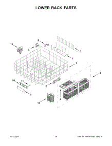 Lower Rack Parts parts for Kitchenaid Dishwasher KDPM804KBS1 from AppliancePartsPros.com