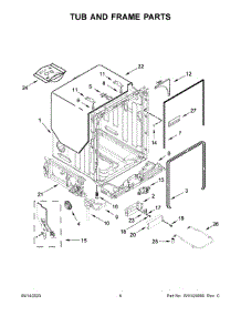 Tub And Frame Parts parts for Kitchenaid Dishwasher KDPM804KPS0 from AppliancePartsPros.com