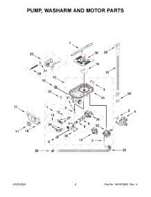 Pump, Washarm And Motor Parts parts for Kitchenaid Dishwasher KDPM804KPS1 from AppliancePartsPros.com
