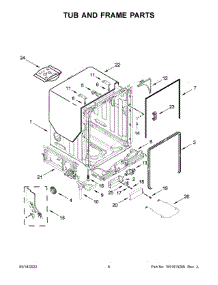 Tub And Frame Parts parts for Kitchenaid Dishwasher KDTE104KPS1 from AppliancePartsPros.com