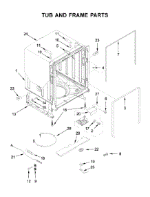 Tub And Frame Parts parts for Kitchenaid Dishwasher KDTE304GPS1 from AppliancePartsPros.com