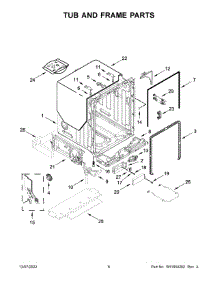 Tub And Frame Parts parts for Kitchenaid Dishwasher KDTE304LPA1 from AppliancePartsPros.com