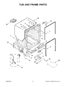 Tub And Frame Parts parts for Kitchenaid Dishwasher KDTM704LPA0 from AppliancePartsPros.com