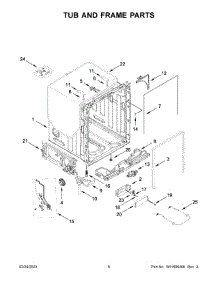Tub And Frame Parts parts for Kitchenaid Dishwasher KDTM704LPA1 from AppliancePartsPros.com