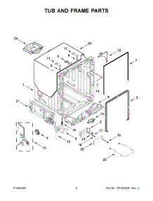 Tub And Frame Parts parts for Kitchenaid Dishwasher KDTM804KPS1 from AppliancePartsPros.com