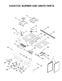 Cooktop, Burner And Grate Parts parts for Kitchenaid Range KFDC500JSC00 from AppliancePartsPros.com