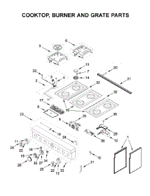 Cooktop, Burner And Grate Parts parts for Kitchenaid Range KFDC506JMH00 from AppliancePartsPros.com